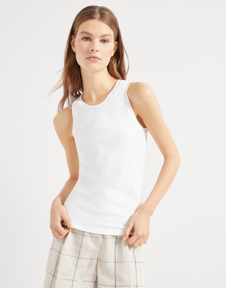 Ribbed jersey top White Woman - Brunello Cucinelli