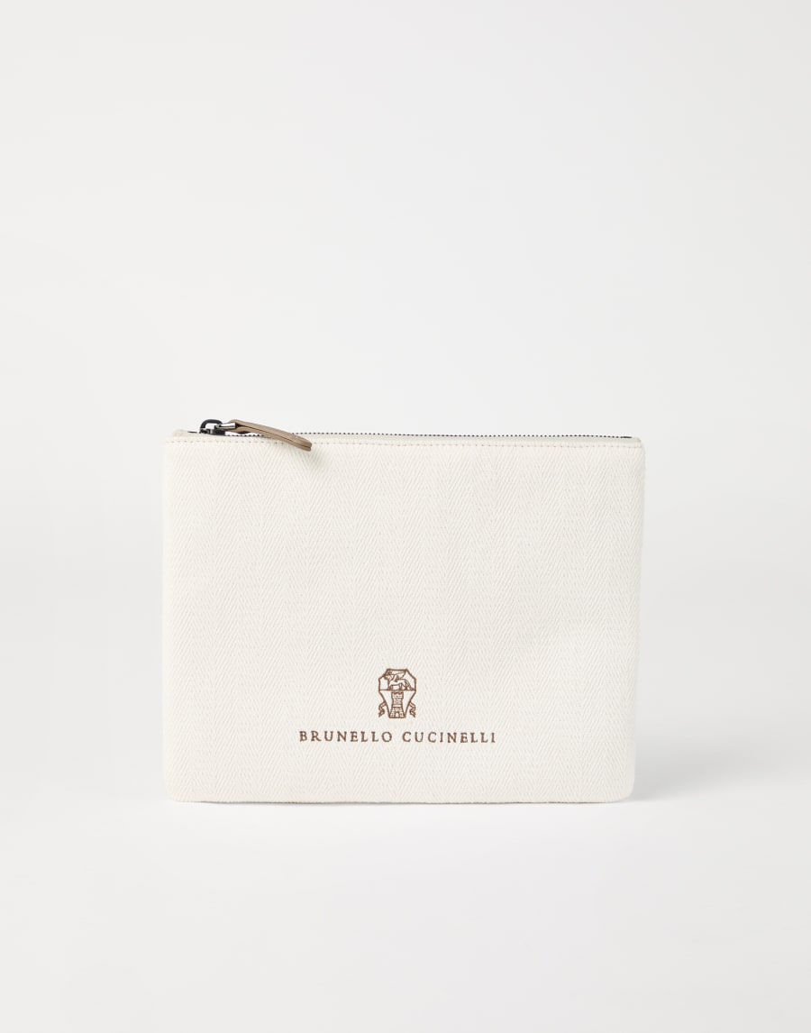 刺绣商标手拿包 巴拿马色 生活风格 - Brunello Cucinelli