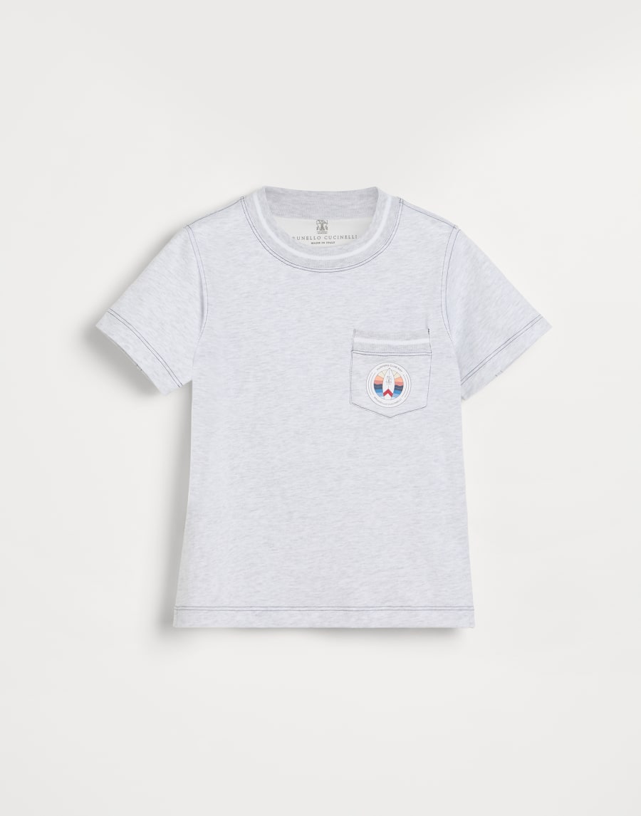 T-shirt with Surf graphic Pearl Grey Boys - Brunello Cucinelli