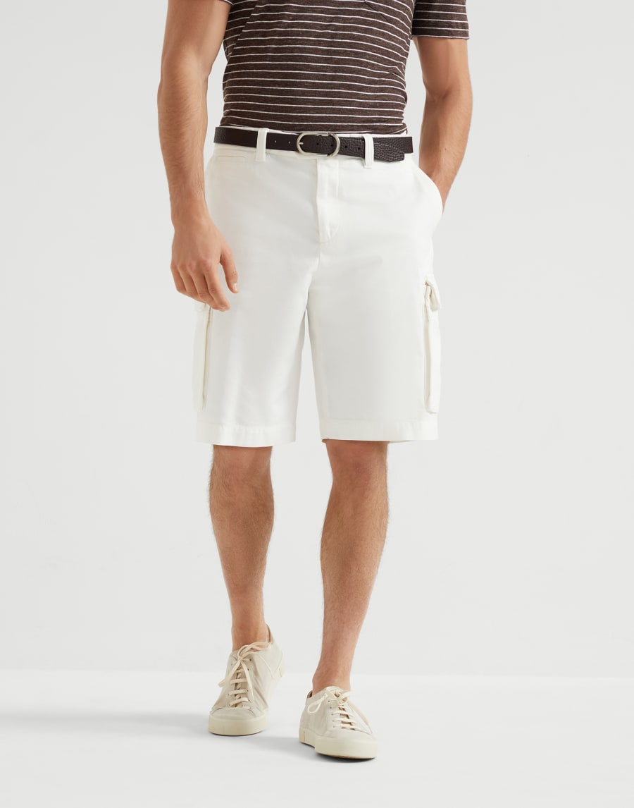 Bermuda con tasche cargo Bianco Uomo - Brunello Cucinelli