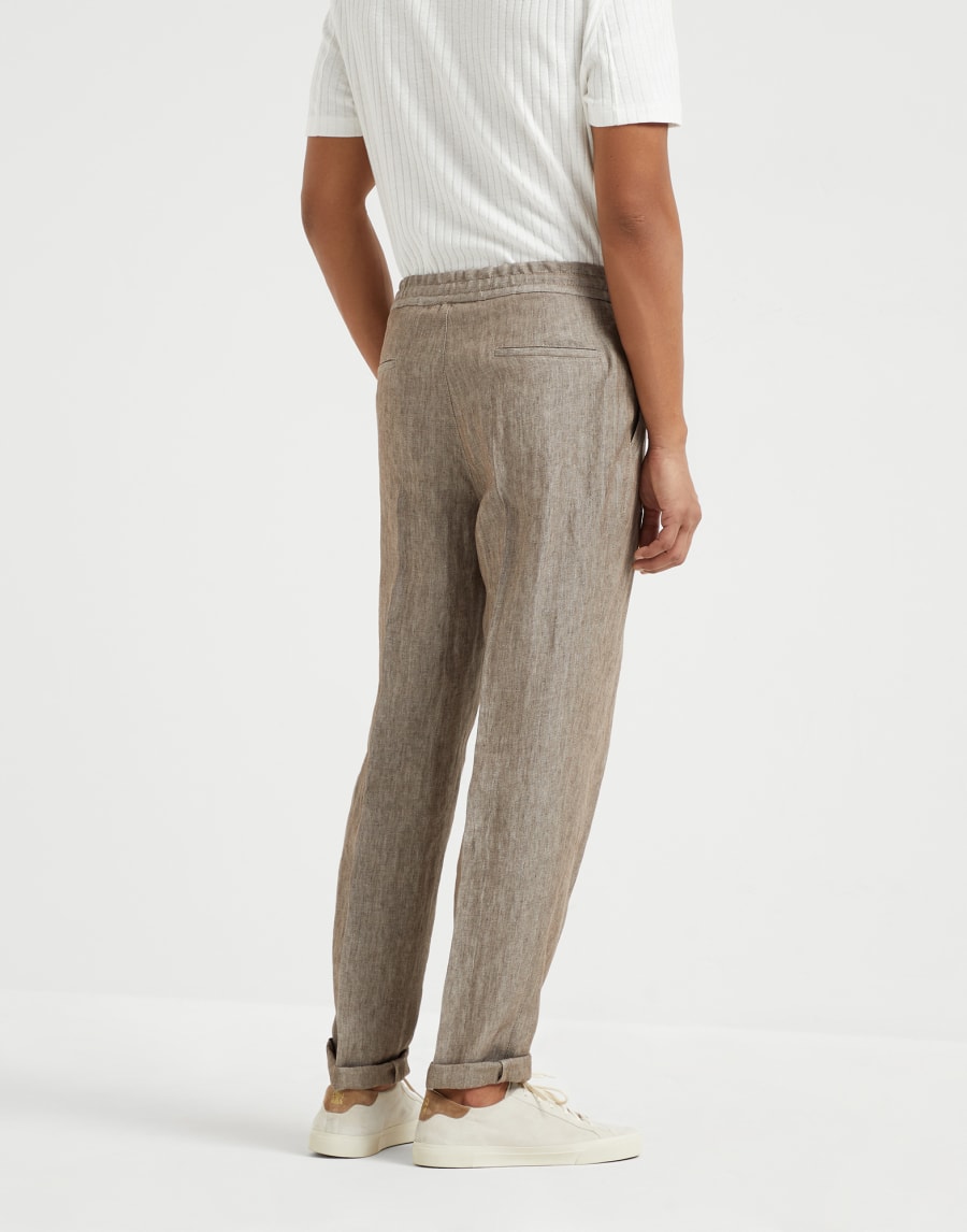 Trousers with double pleats and drawstring Bark Man - Brunello Cucinelli