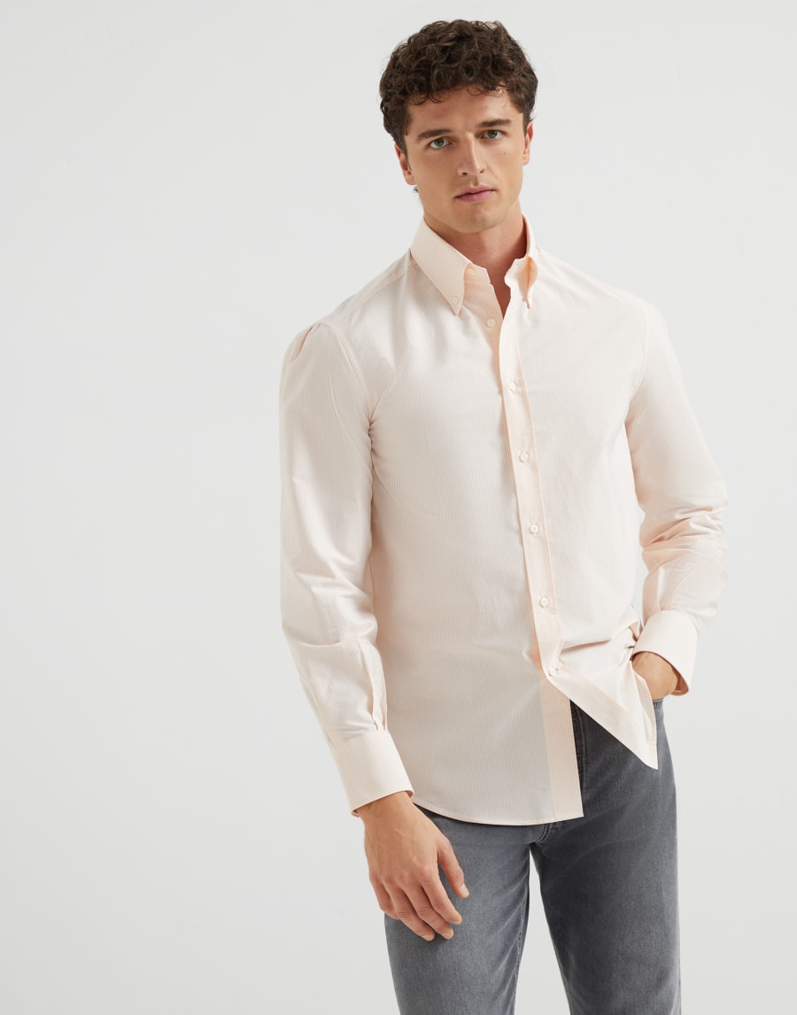 Striped poplin shirt Melon Man - Brunello Cucinelli