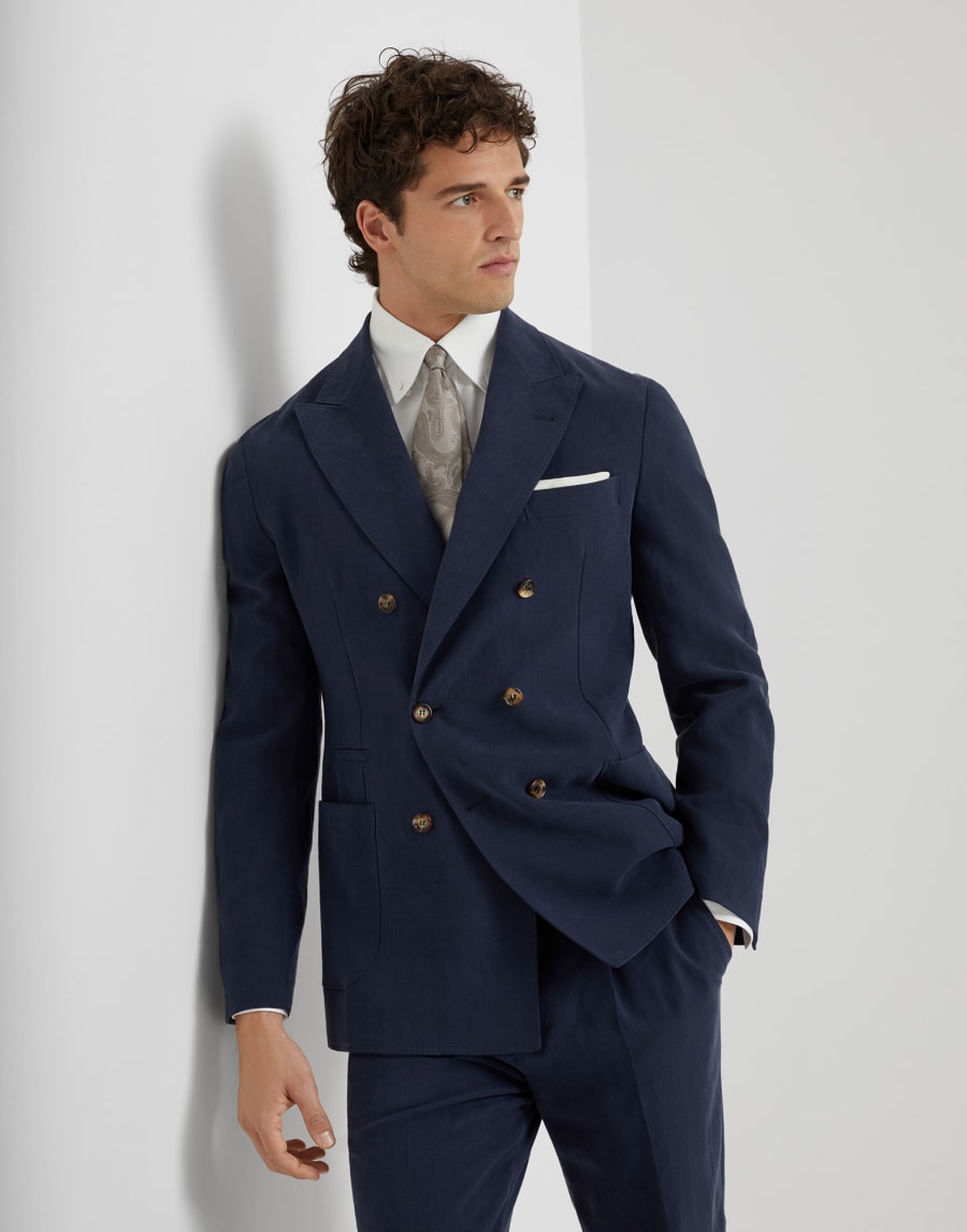 Giacca decostruita un petto e mezzo Blu Navy Uomo - Brunello Cucinelli