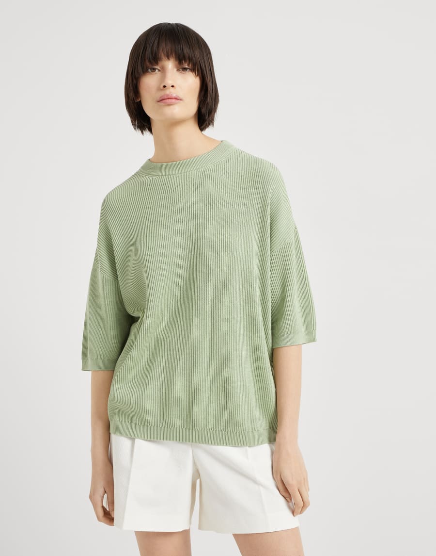 Maglia a costa inglese Menta Donna - Brunello Cucinelli