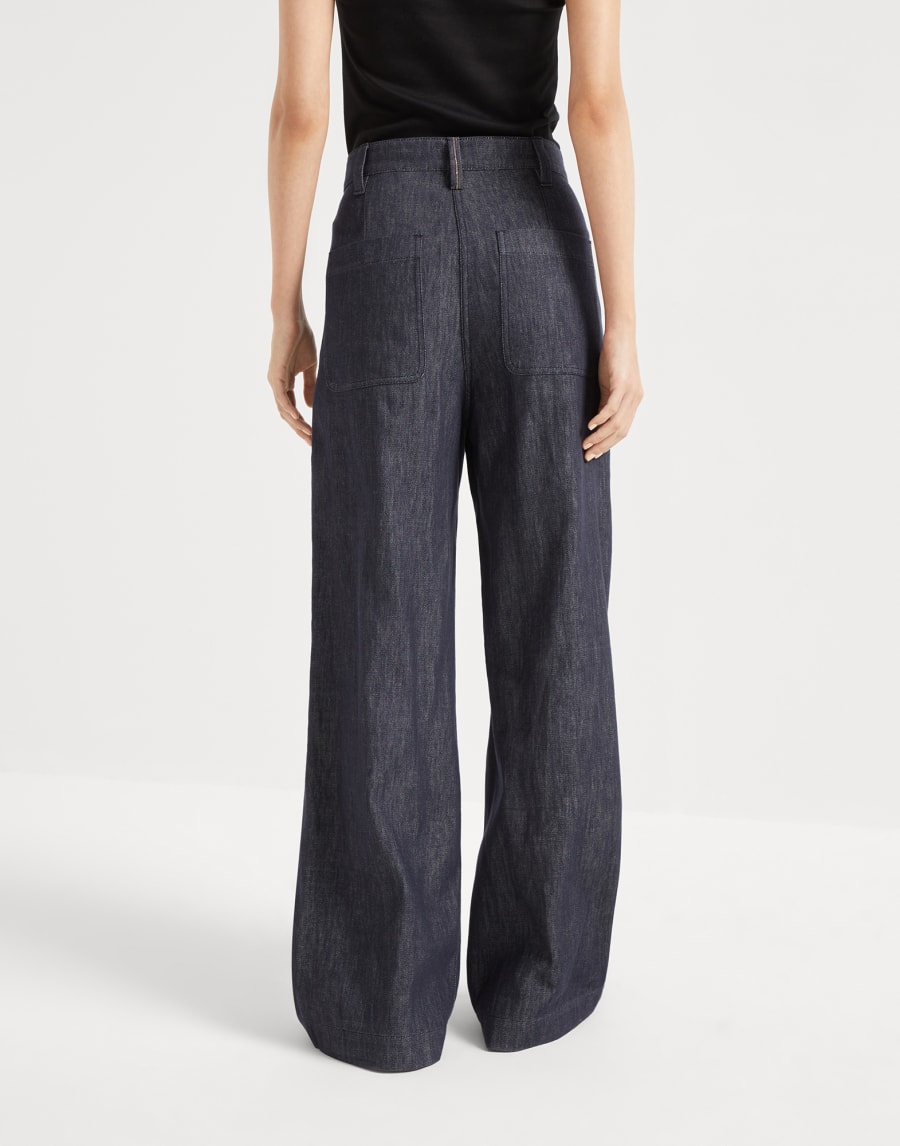 Брюки Wide Smart Тёмный Деним Женщина - Brunello Cucinelli