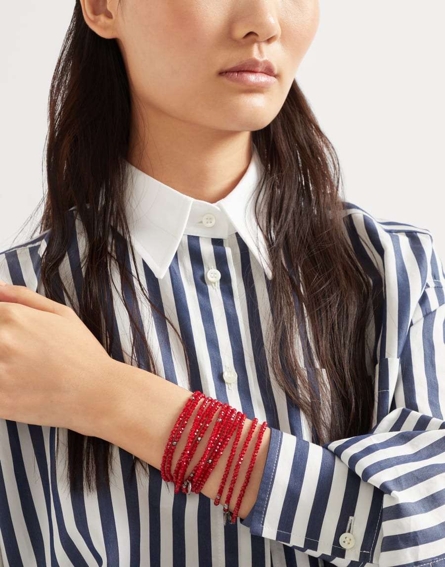Bracelet en verre et argent Rouge Femme - Brunello Cucinelli