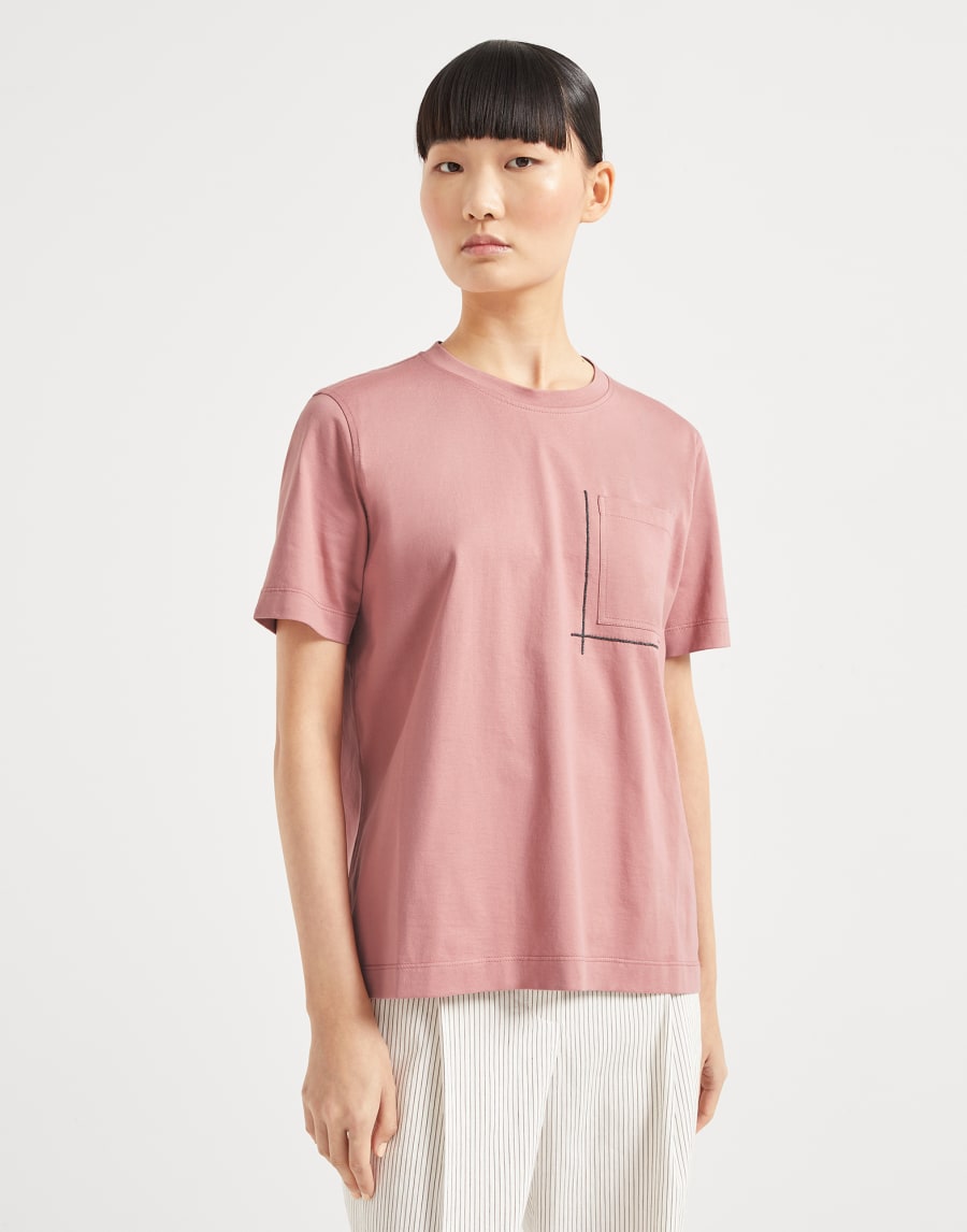 Tee-shirt avec Monile Rose Femme - Brunello Cucinelli