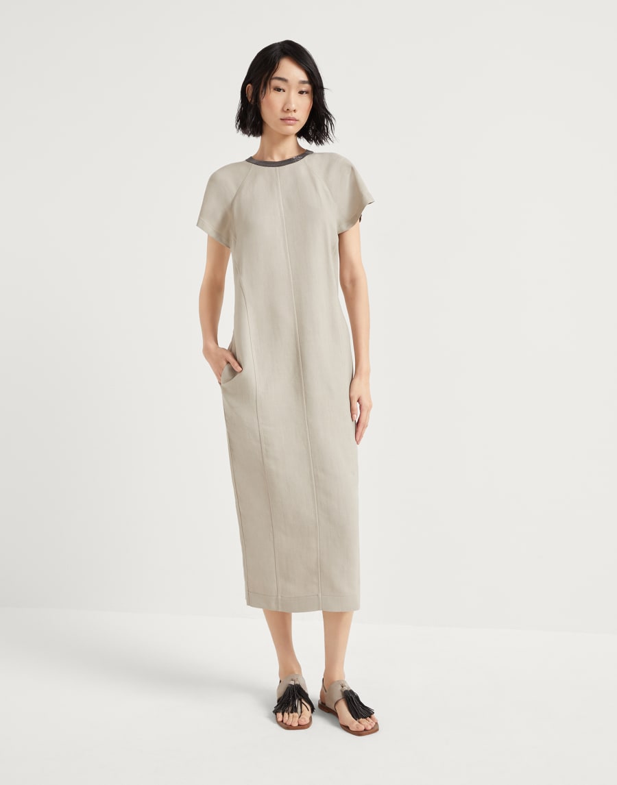 装饰镶珠连衣裙 沙漠黄 女款 - Brunello Cucinelli
