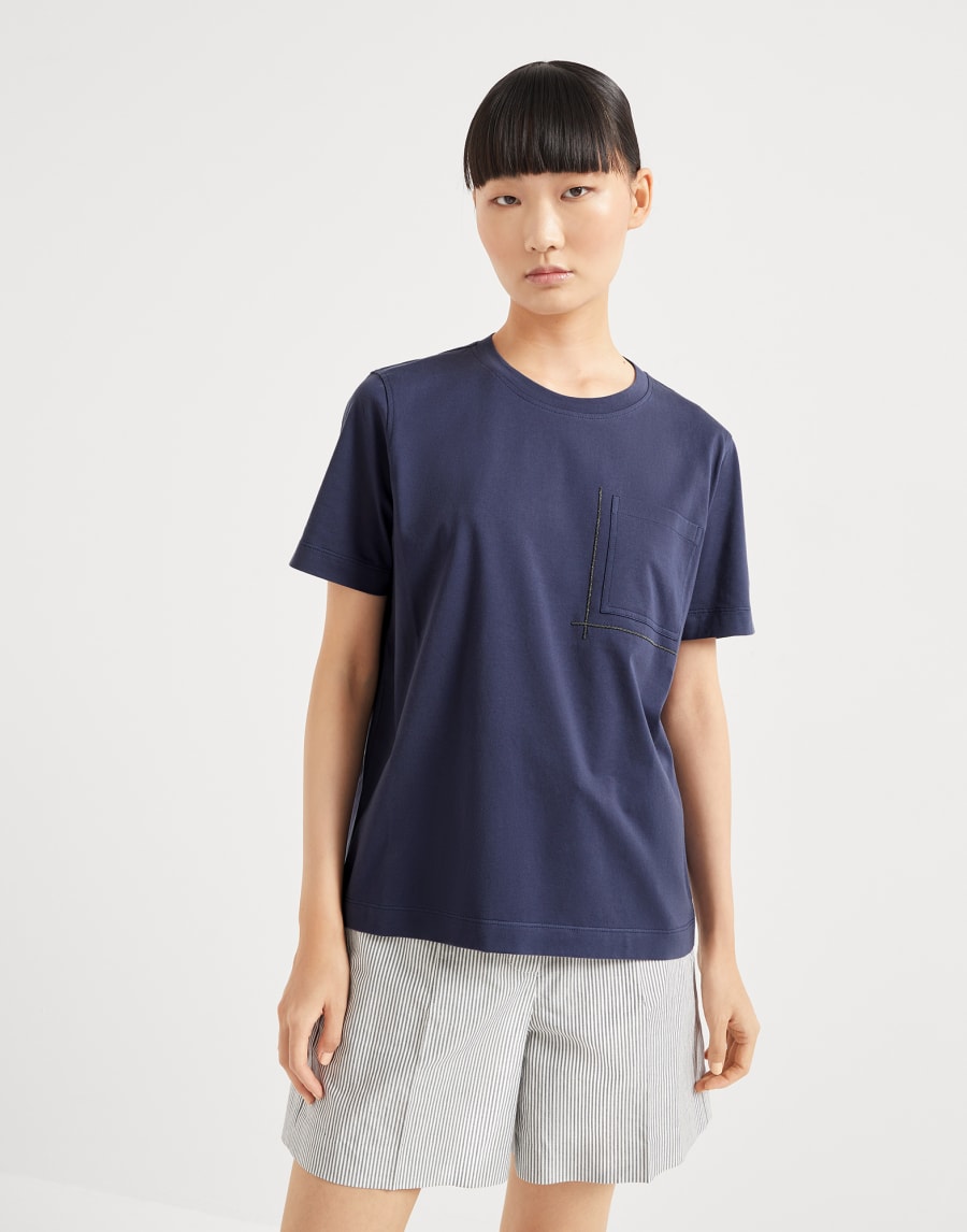 Tee-shirt avec Monile Bleu Femme - Brunello Cucinelli