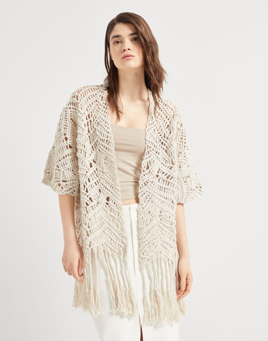 Кардиган OPERA Dazzling макраме Натуральный Женщина - Brunello Cucinelli