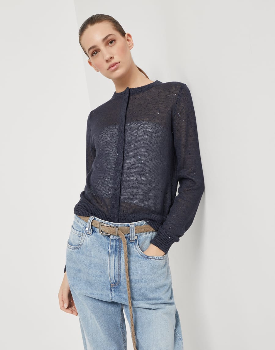 Кардиган из льна и шелка Лунный Свет Женщина - Brunello Cucinelli