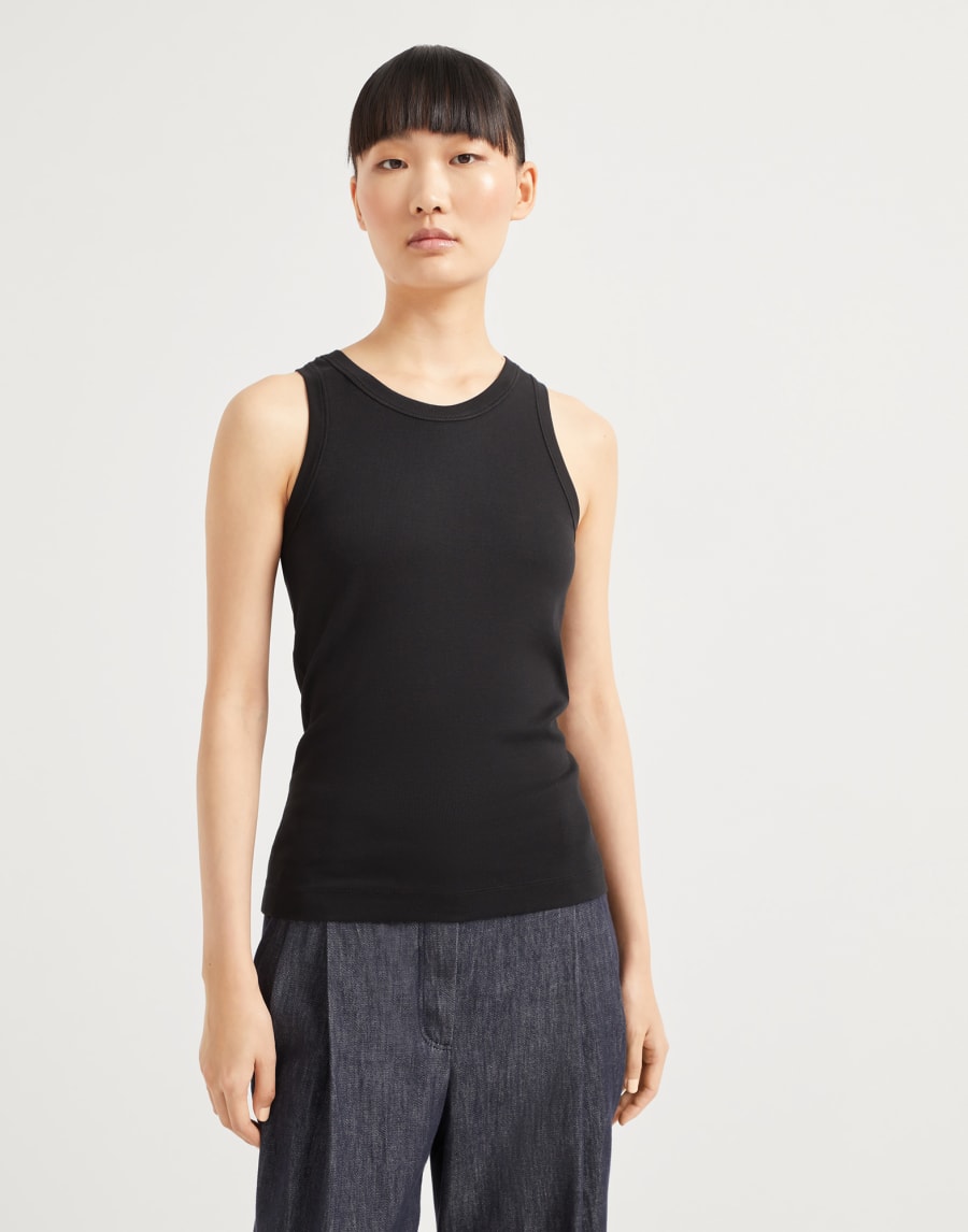 リブジャージー トップ ブラック レディース - Brunello Cucinelli