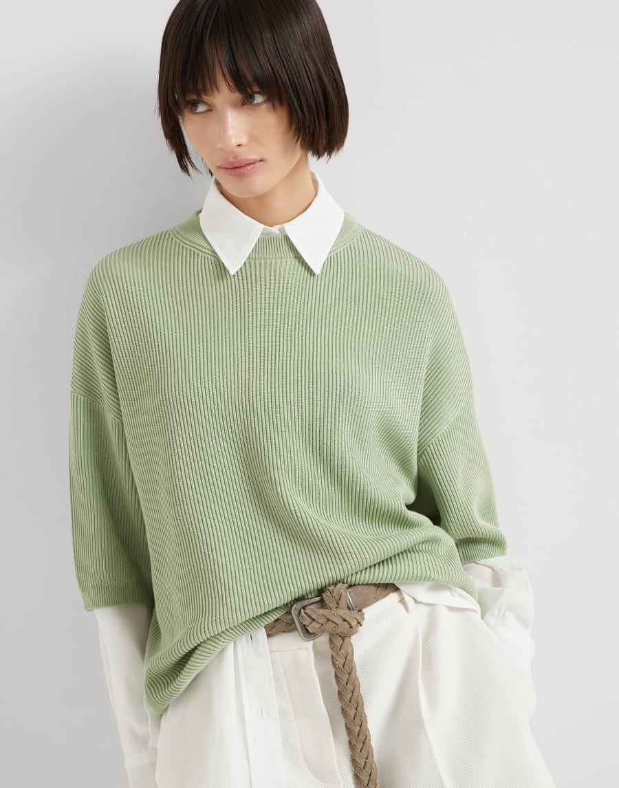英式罗纹编织毛衣 薄荷绿 女款 - Brunello Cucinelli