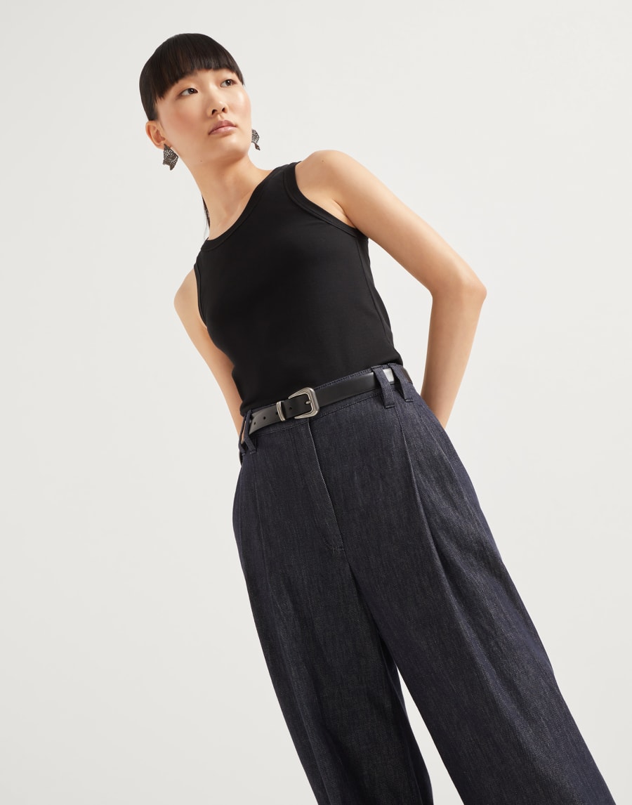 Топ из джерси в резинку Чёрный Женщина - Brunello Cucinelli