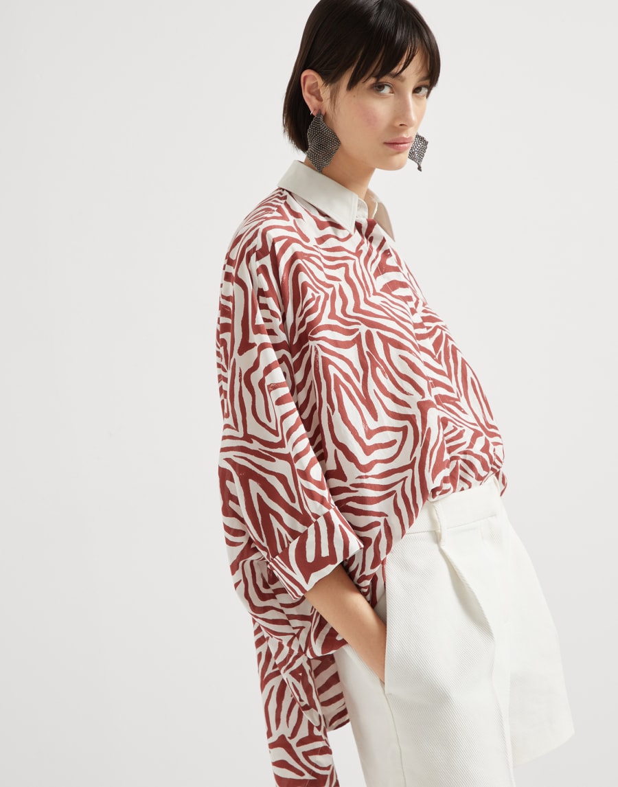 Рубашка с этническим принтом Красный Женщина - Brunello Cucinelli