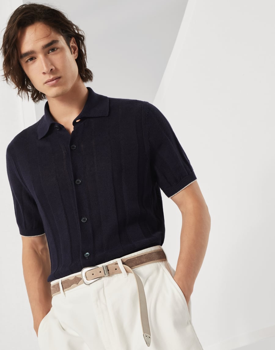 Short sleeve shirt Navy Blue Man - Brunello Cucinelli