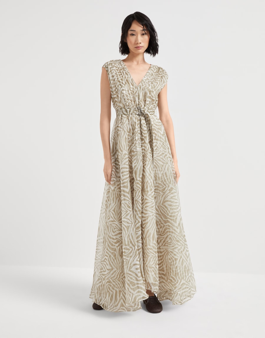 Abito Ethnic Print Khaki Donna - Brunello Cucinelli