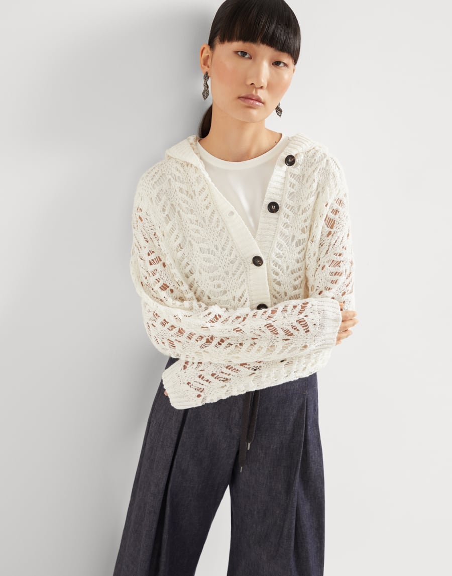 Кардиган Foliage Lace Белый Женщина - Brunello Cucinelli