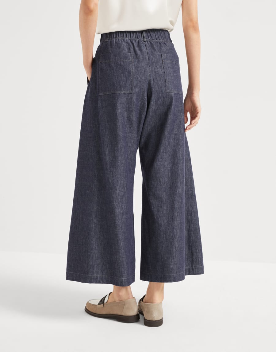 Wide Pleated trousers Dark Denim Woman - Brunello Cucinelli