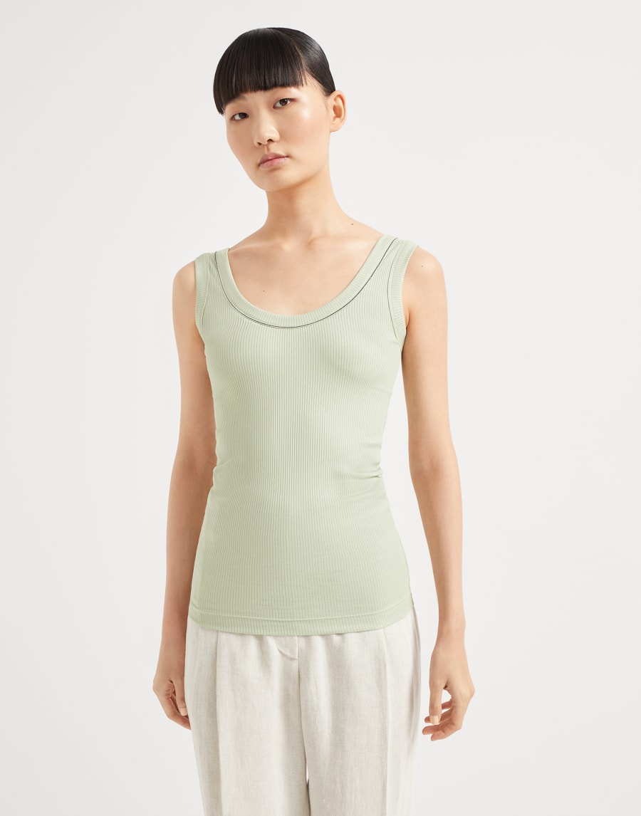 Ribbed jersey top Mint Green Woman - Brunello Cucinelli