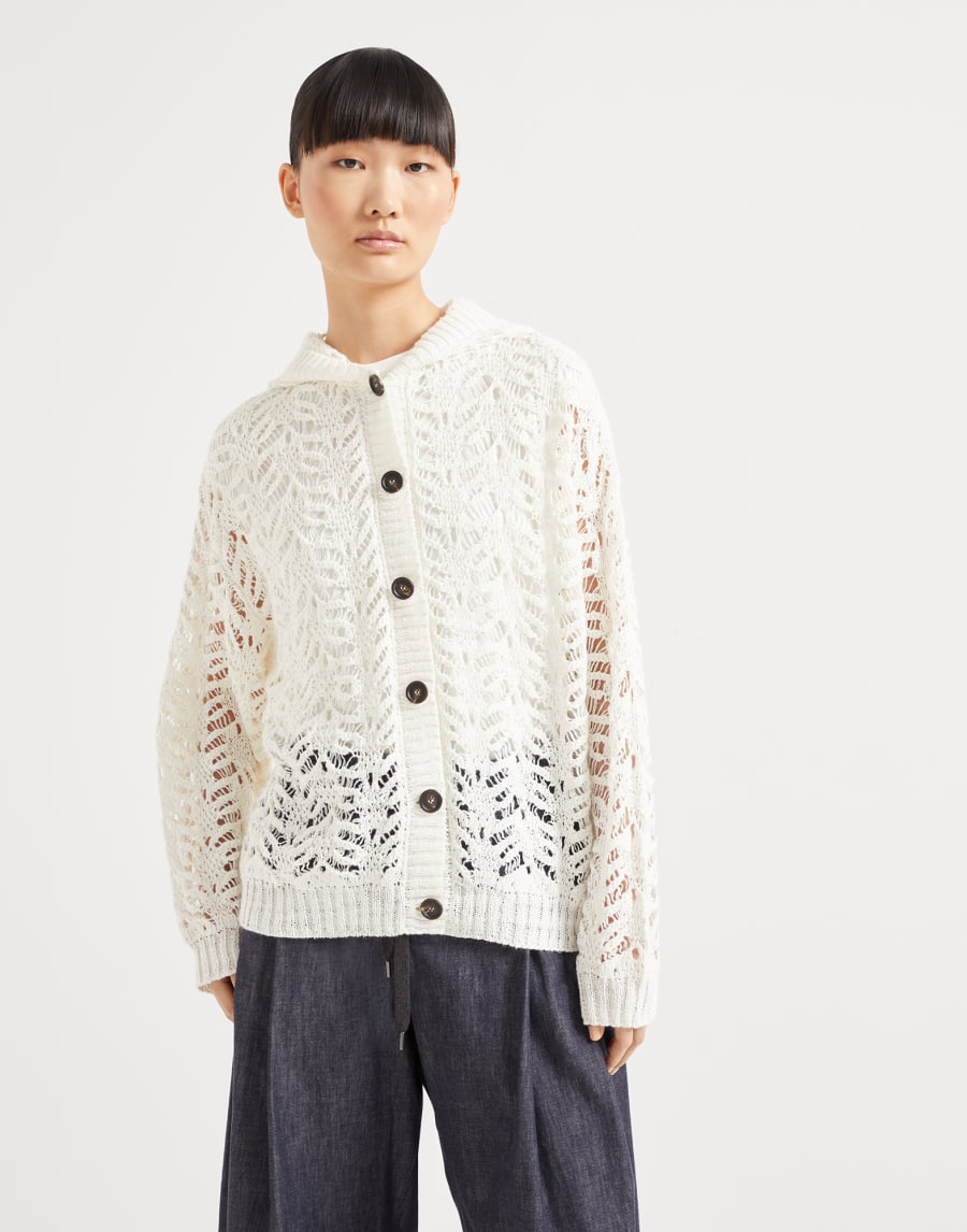 Кардиган Foliage Lace Белый Женщина - Brunello Cucinelli