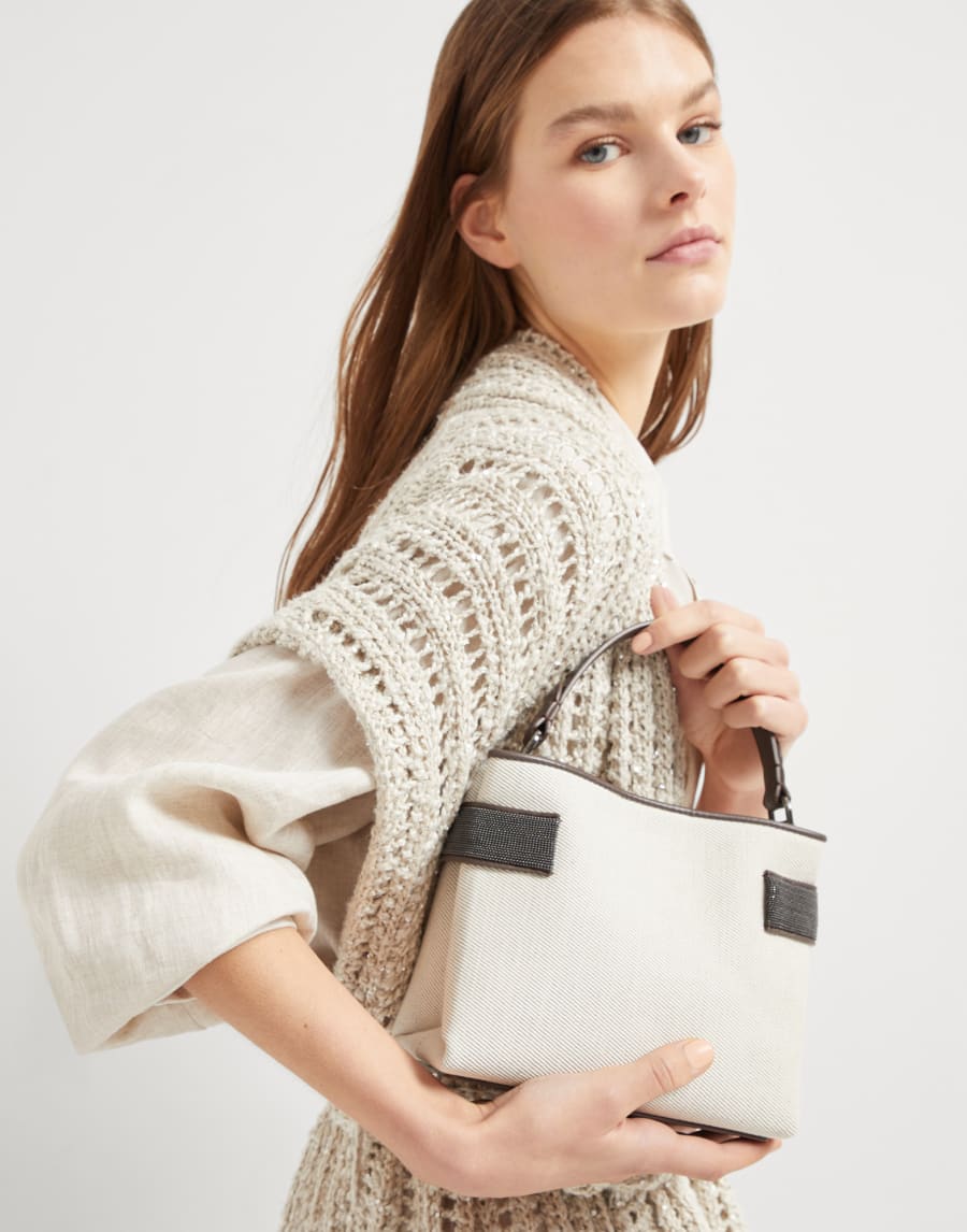 Маленькая сумка Essence с верхней ручкой Панама Женщина - Brunello Cucinelli