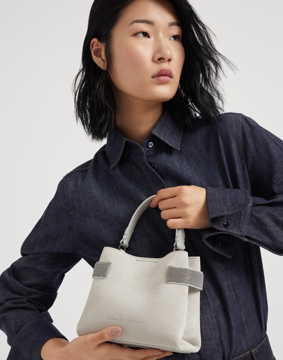 Small Top-Handle Essence bag Light Grey Woman - Brunello Cucinelli