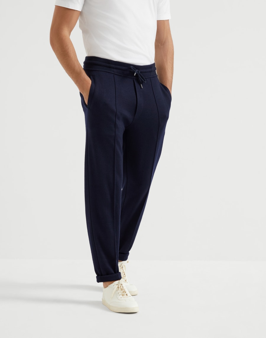 French terry trousers Navy Blue Man - Brunello Cucinelli