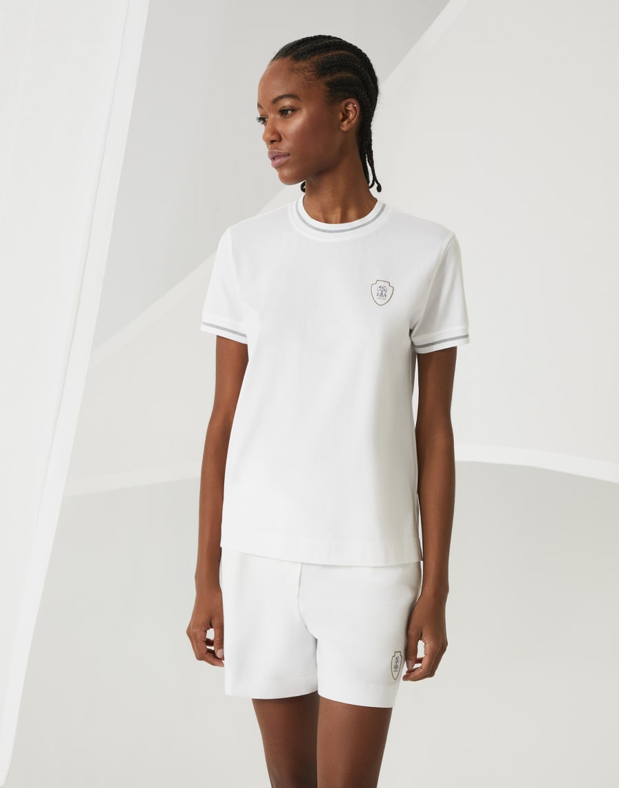 Jersey T-shirt with logo White Woman - Brunello Cucinelli
