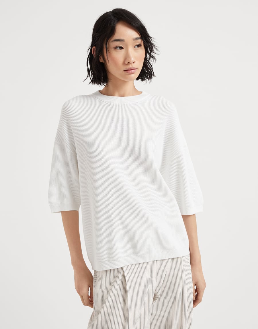 Maglia a costa inglese Bianco Donna - Brunello Cucinelli