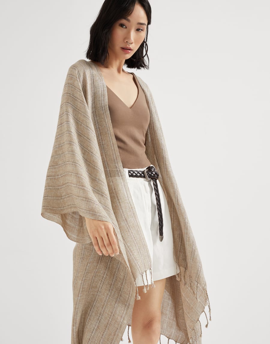 Linen Sparkling poncho Lessivè Woman - Brunello Cucinelli