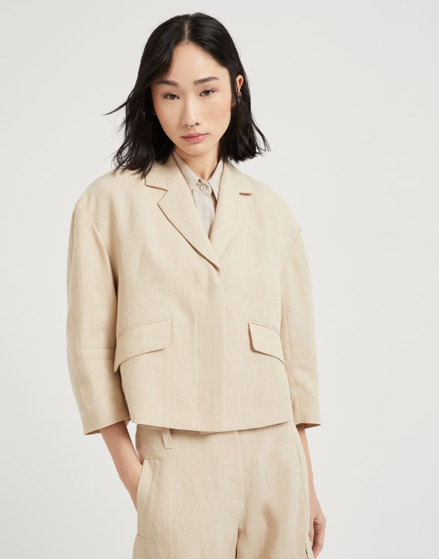 Giacca Crop Beige Donna - Brunello Cucinelli