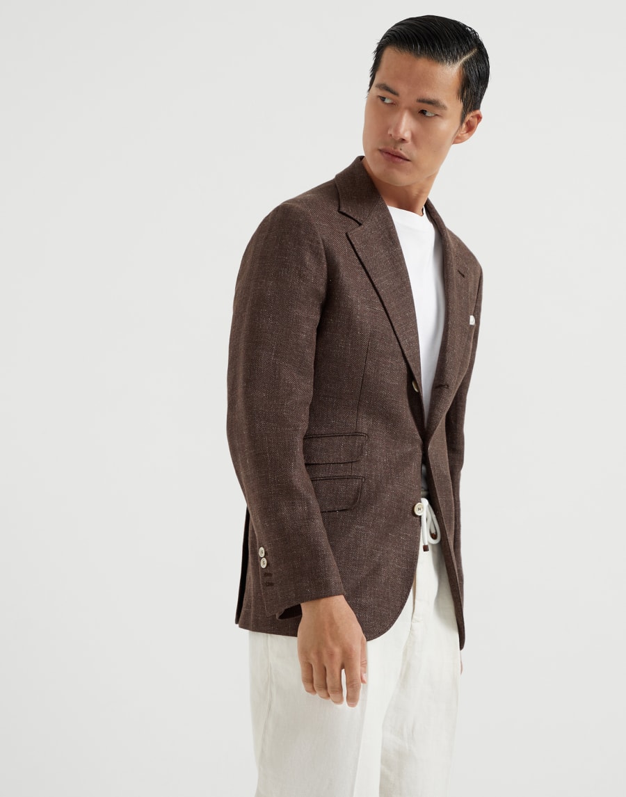 解构设计骑士夹克 棕色 男款 - Brunello Cucinelli