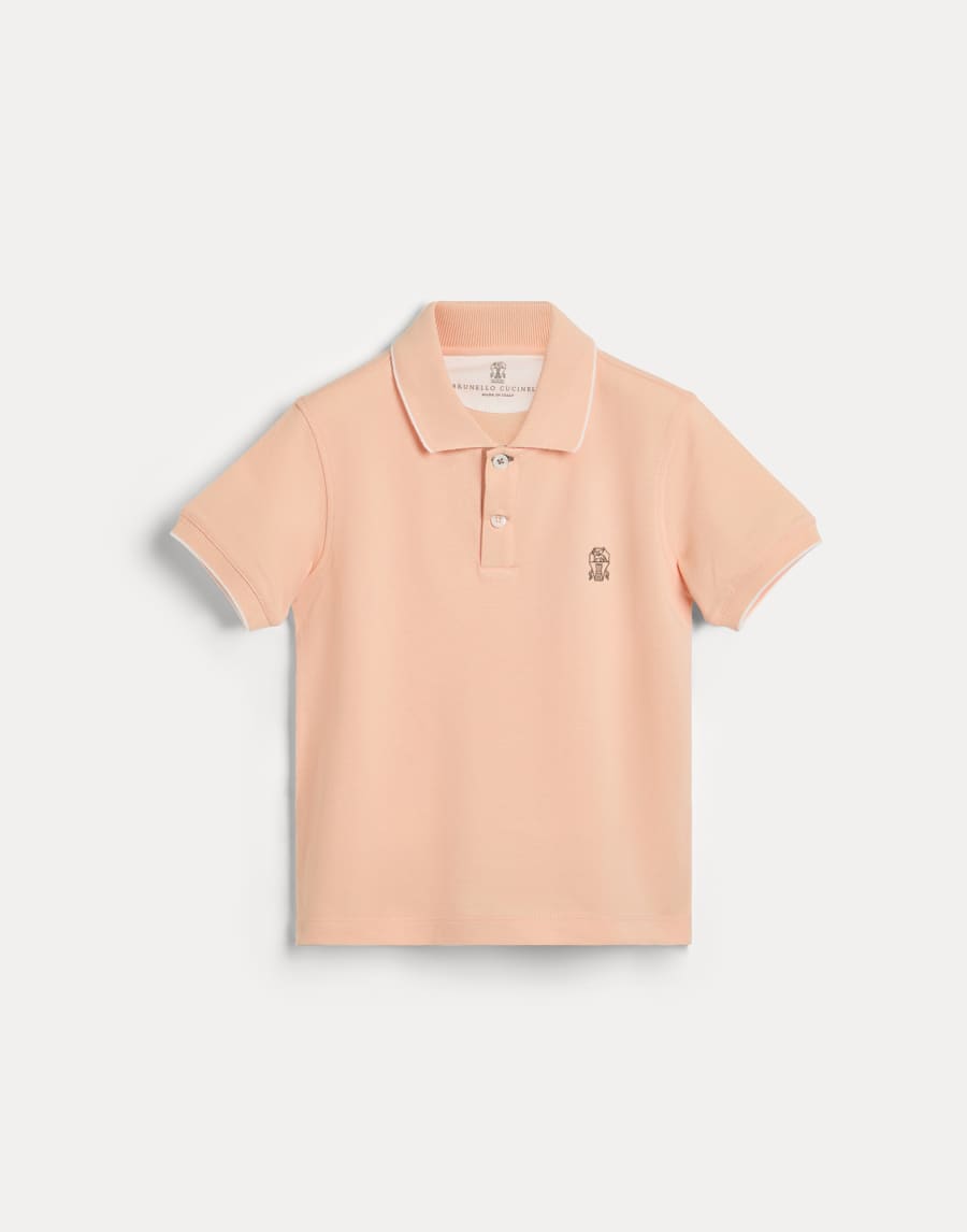 Piqué polo shirt Orange Boys - Brunello Cucinelli