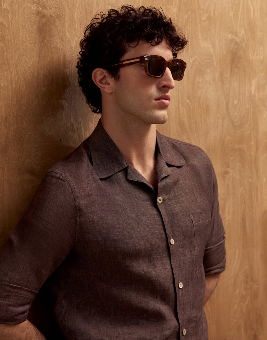 Jared 18K镀金太阳眼镜 哈瓦那棕色 眼镜 - Brunello Cucinelli