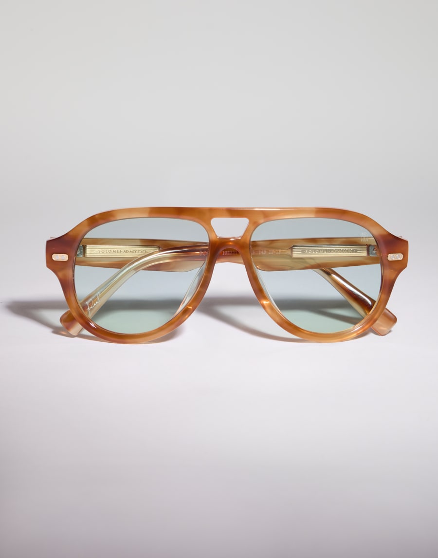 Occhiale da sole Paul placcato oro 18k Havana Occhiali - Brunello Cucinelli