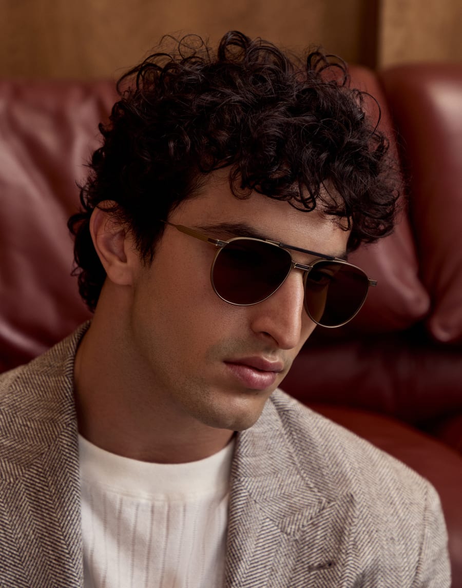 Aviator titanium sunglasses Antique Gold Eyewear - Brunello Cucinelli