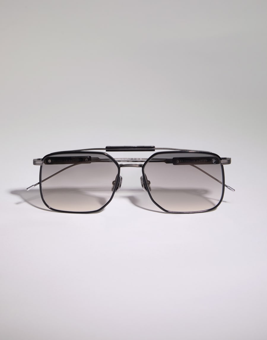 Squared titanium sunglasses Matte Gray Eyewear - Brunello Cucinelli