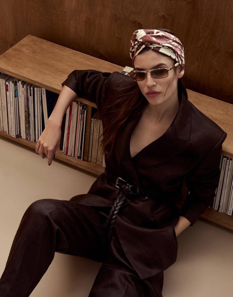 Paloma 钛材太阳眼镜 银色/巴拿马色 眼镜 - Brunello Cucinelli