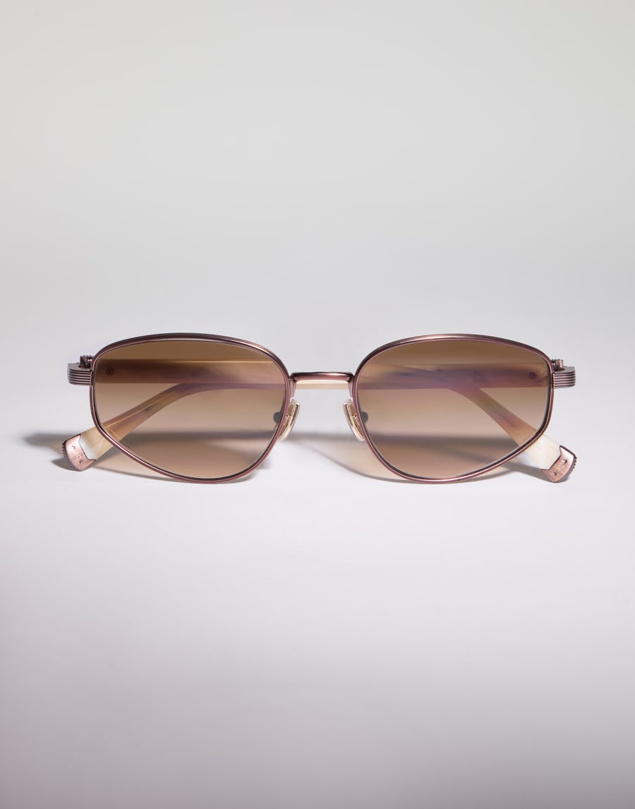 Geometric titanium sunglasses Bronze / Panama Eyewear - Brunello Cucinelli