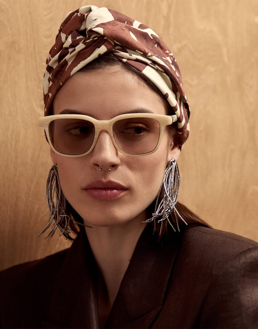 矩形镜框醋酸纤维眼镜 巴拿马色 眼镜 - Brunello Cucinelli