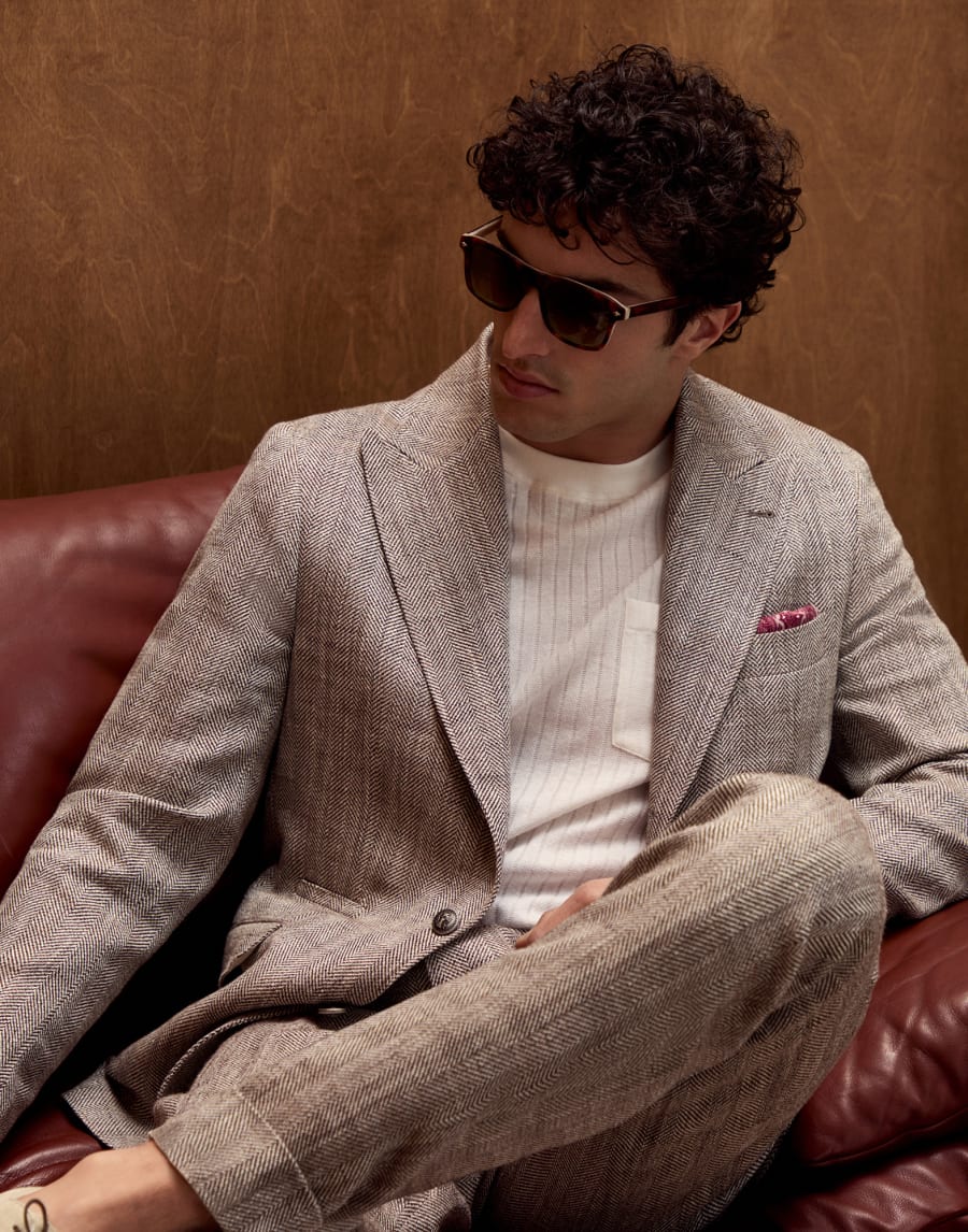 Rectangular acetate sunglasses Havana / Panama Eyewear - Brunello Cucinelli