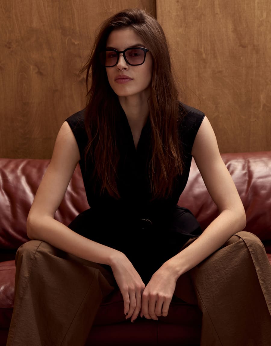 矩形镜框醋酸纤维眼镜 黑色 眼镜 - Brunello Cucinelli