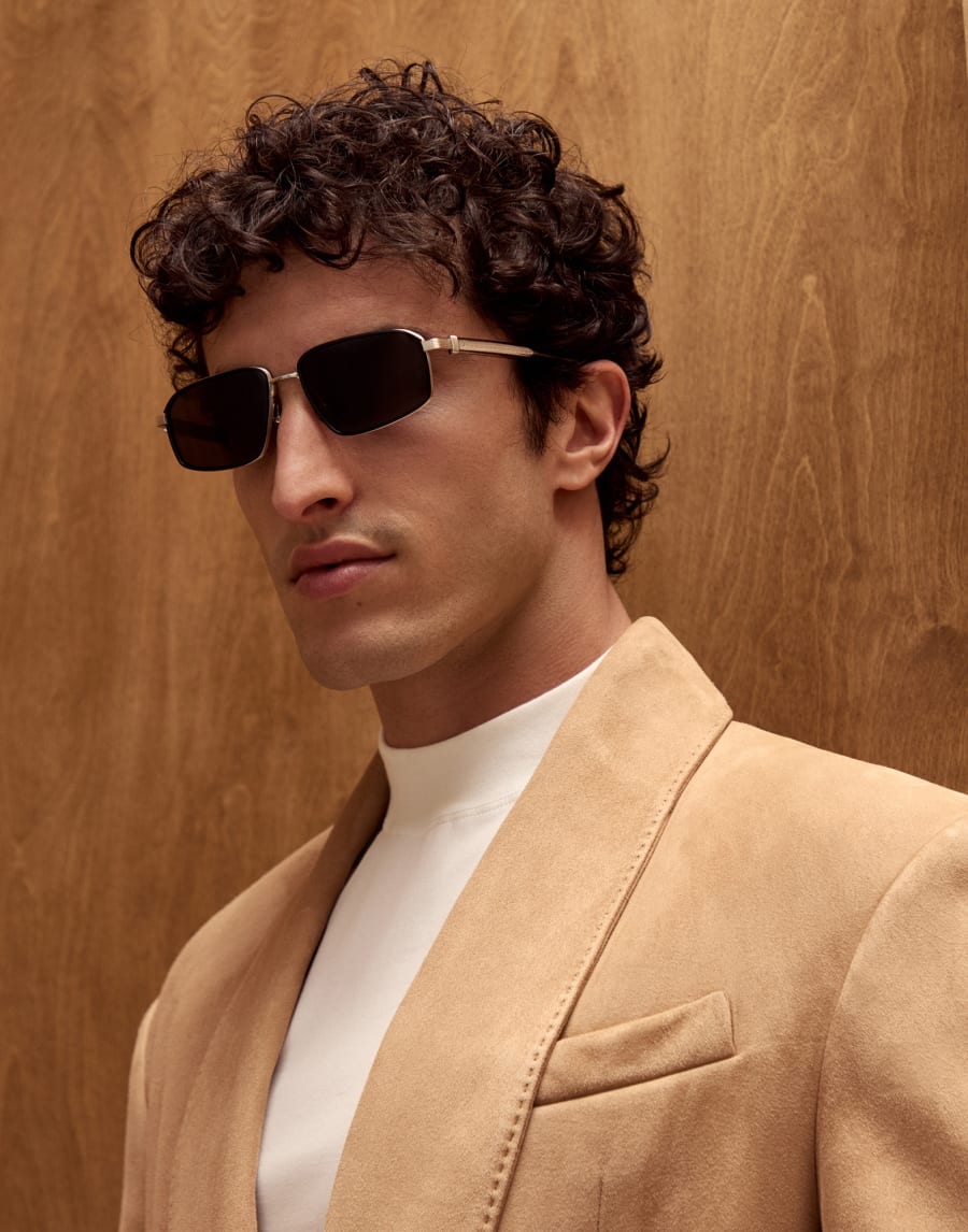 Jarama 18k white gold-plated frame White Gold / Black Eyewear - Brunello Cucinelli