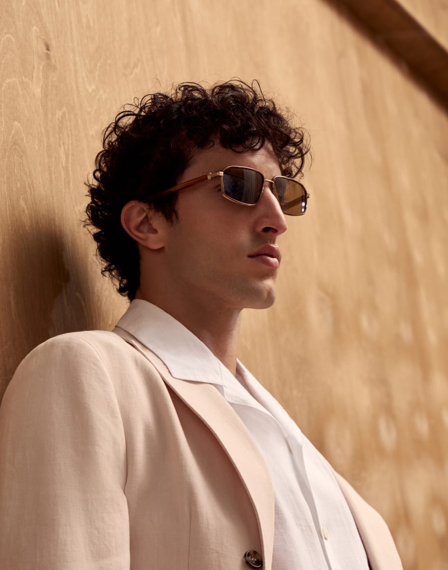 Jarama titanium sunglasses Gold / Havana Honey Eyewear - Brunello Cucinelli