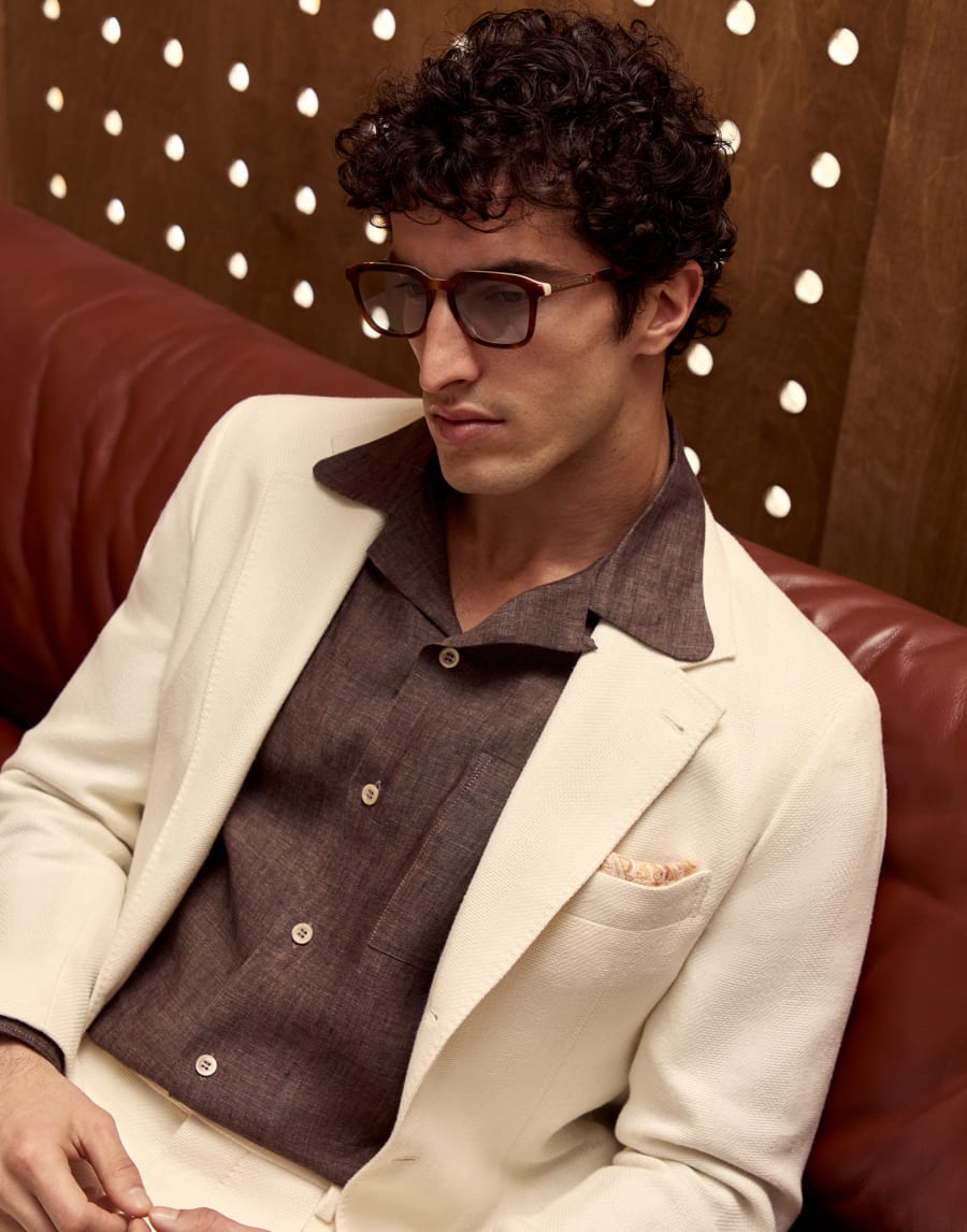 Rectangular acetate frame Havana / Panama Eyewear - Brunello Cucinelli