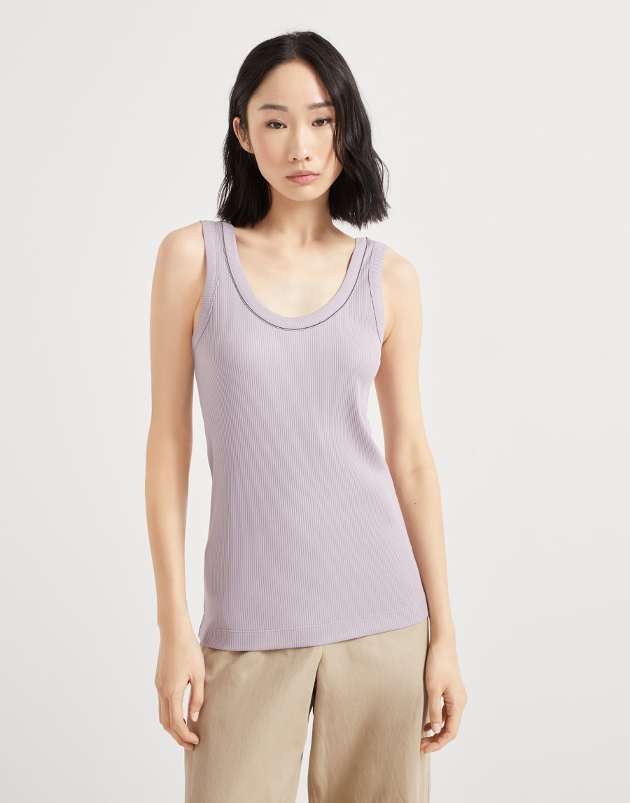 Top in jersey a costina Lilla Donna - Brunello Cucinelli
