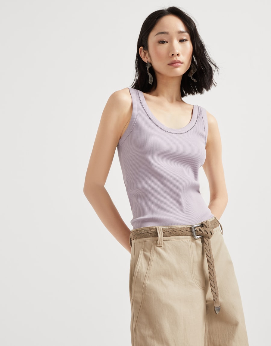 Top in jersey a costina Lilla Donna - Brunello Cucinelli
