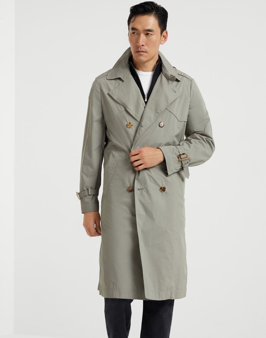Water-resistant fabric trench coat Khaki Man - Brunello Cucinelli