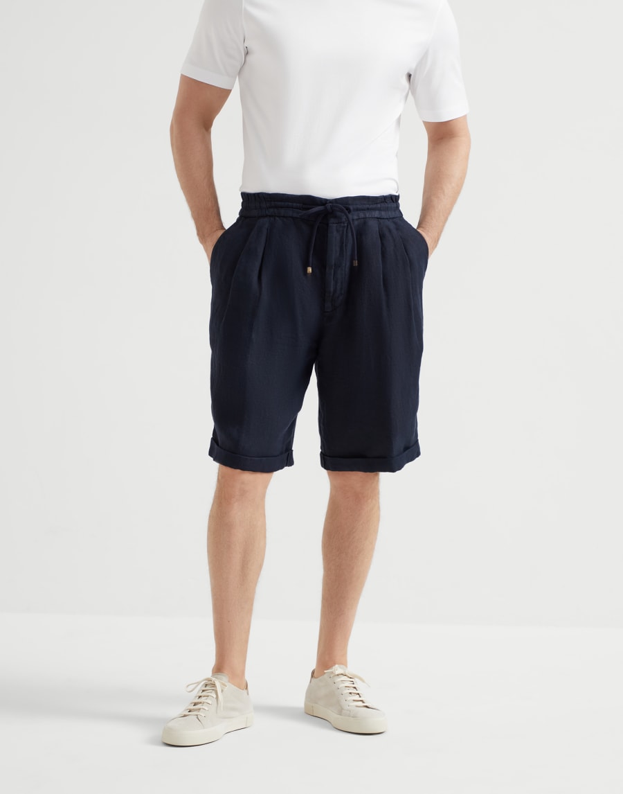 Bermuda shorts with drawstring Navy Blue Man - Brunello Cucinelli